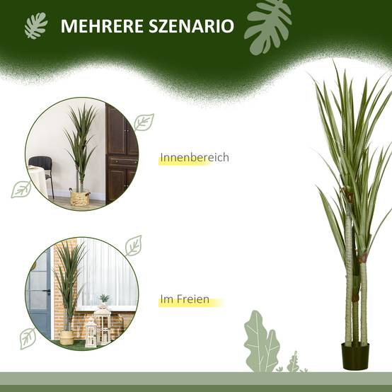 Yucca Artificiel Géant PEVA et Bambou Maison Bureau Végétalisation Sans Effort 190cm Vert - ComfortXL Outdoor Living - Image 7