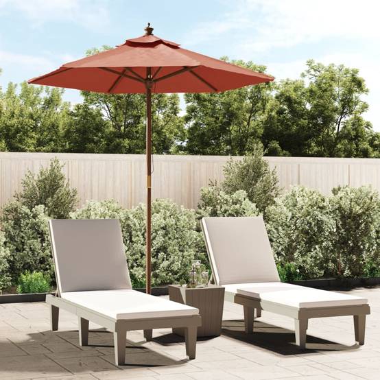 PANGIVO - Parasol de jardin avec mât en bois terre cuite 196 x 231 cm - PANGIVO - Image 1