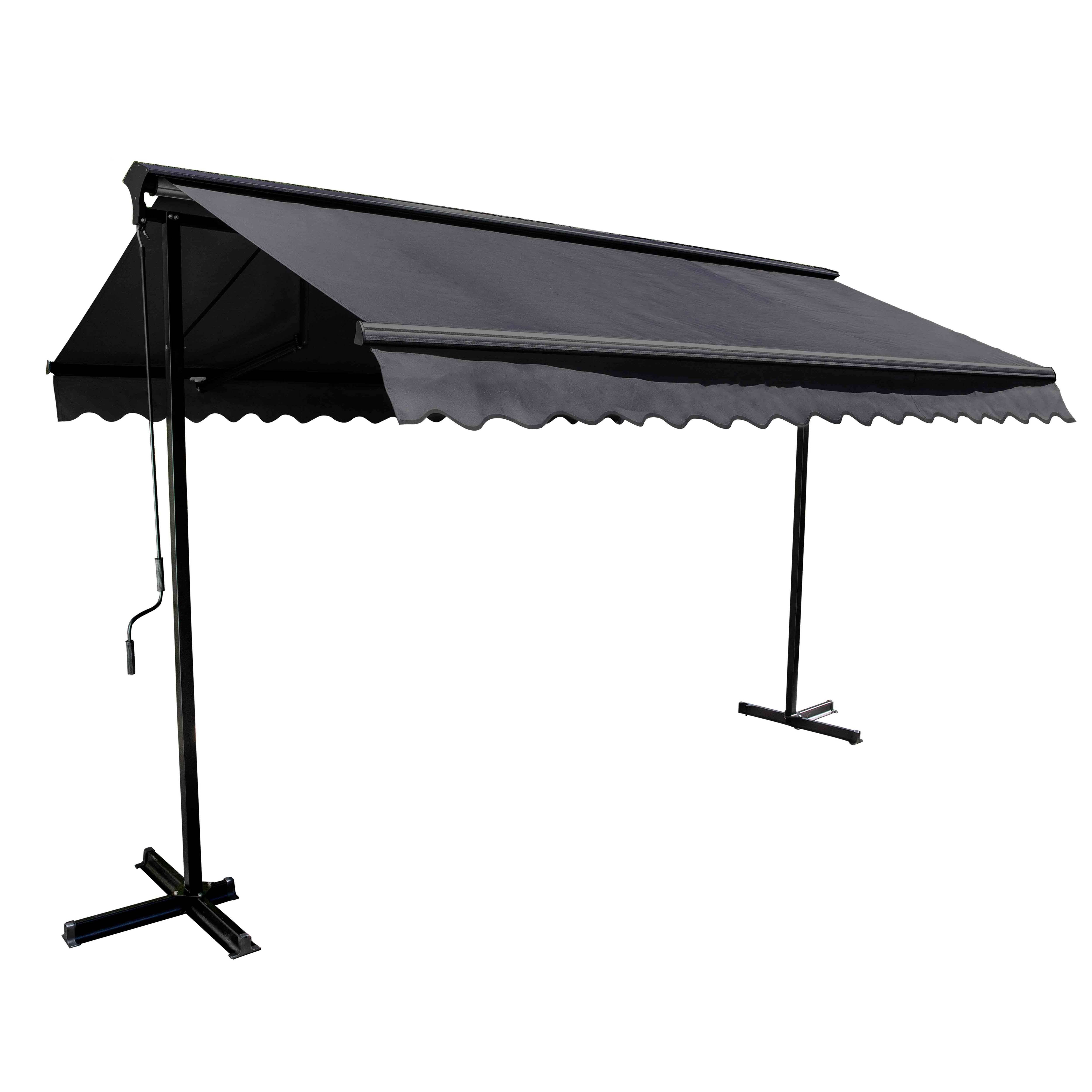 Oviala - Ensemble store double pente 3x3 m et 4 dalles lestées gris Trinidad - Oviala - Imagen 4