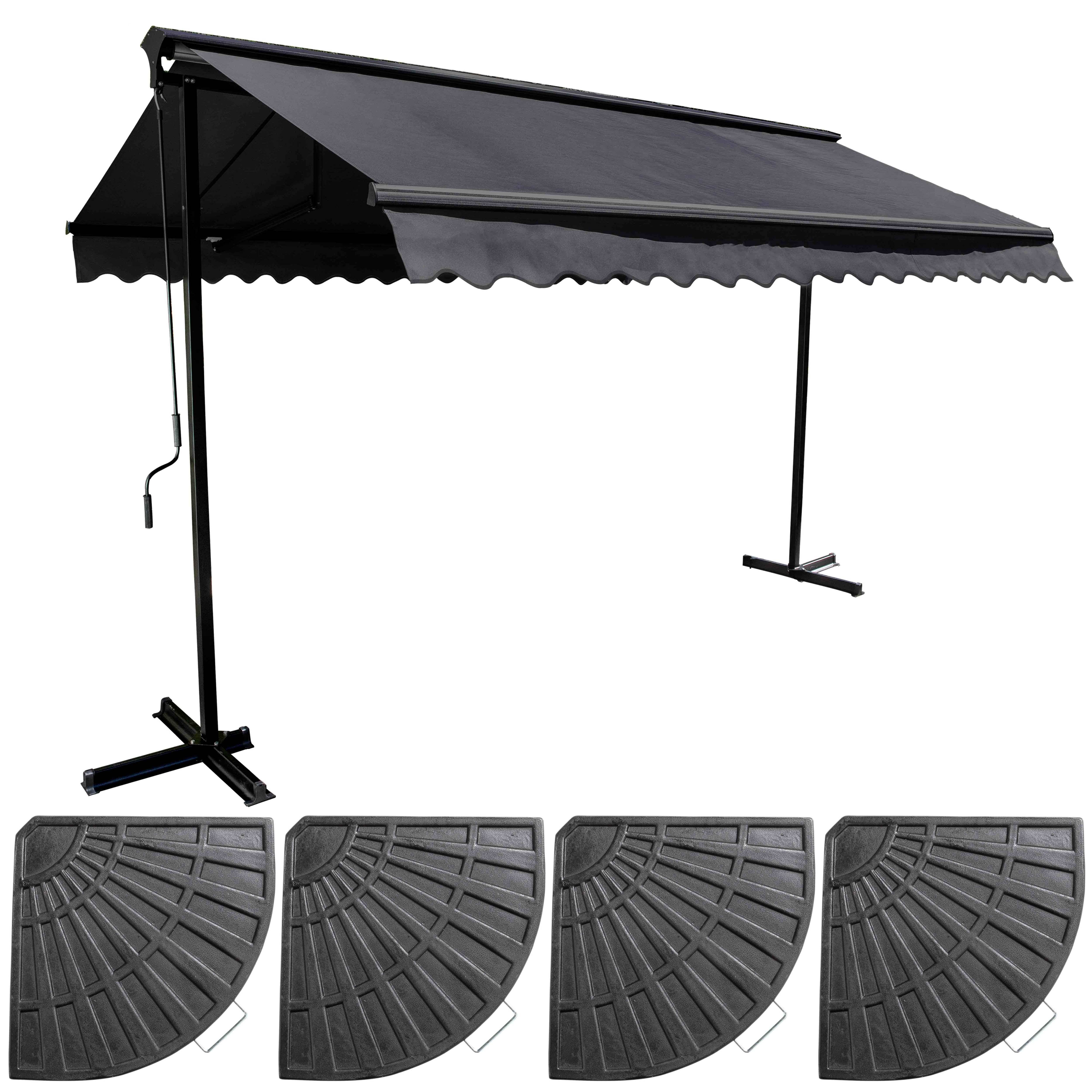 Oviala - Ensemble store double pente 3x3 m et 4 dalles lestées gris Trinidad - Oviala - Imagen 1