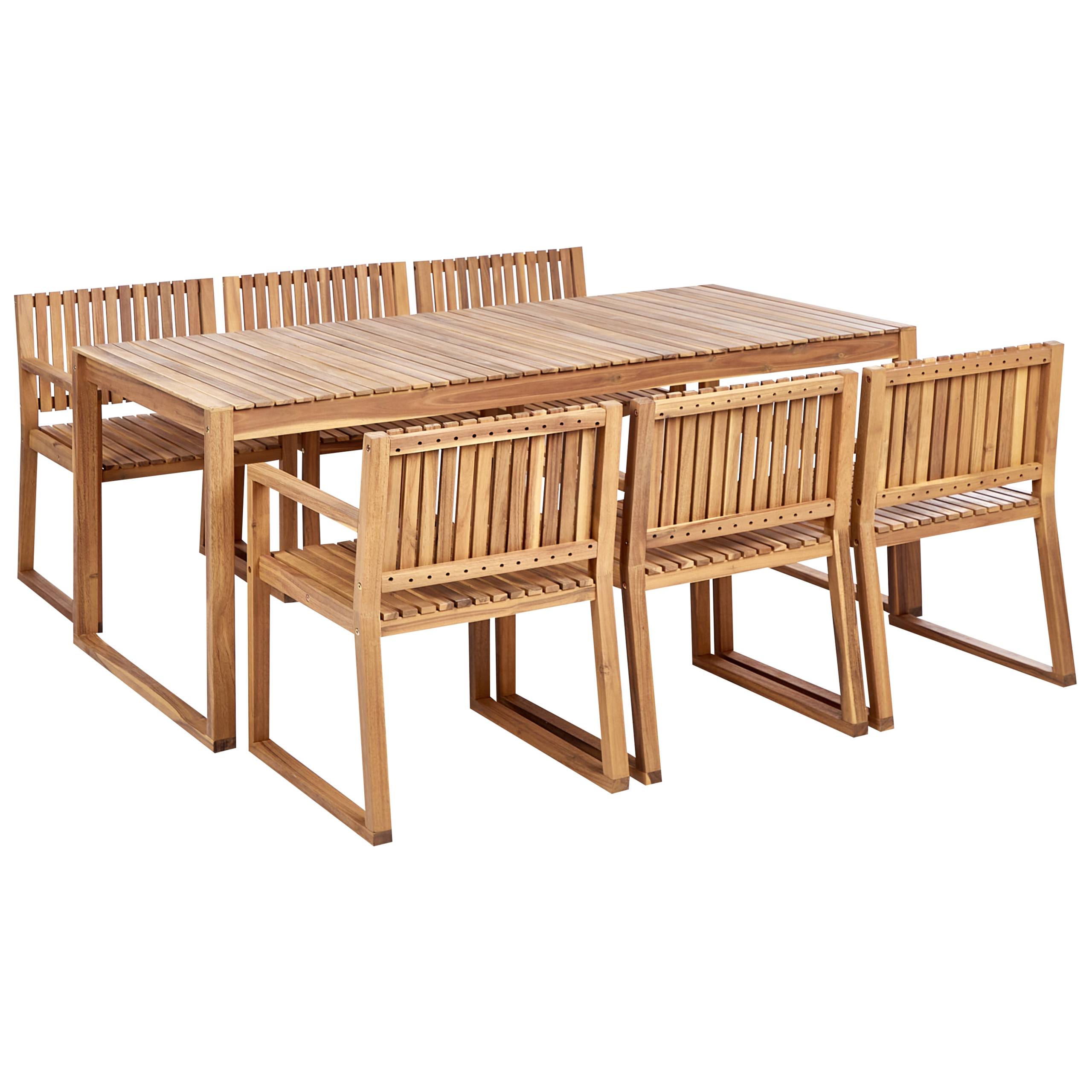 Beliani - Set de salle à manger, 6 Personnes Bois d'acacia certifié Marron clair SASSARI II - Beliani - Imagen 2