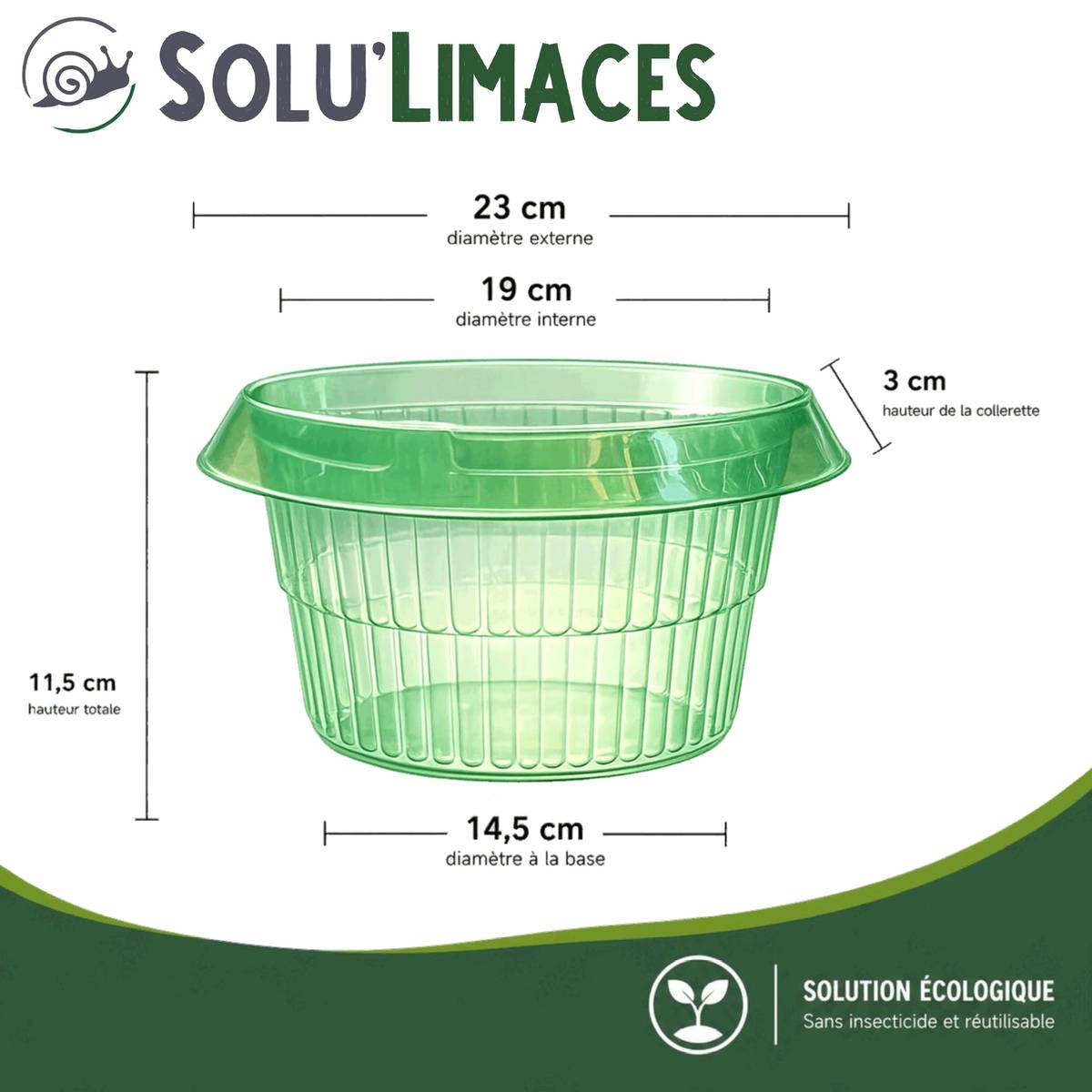 SOLU'LIMACES- 5 Cloches Barrières Limaces et Escargots- Salades, Fraisiers, Choux -Ø 23 cm - Image 5