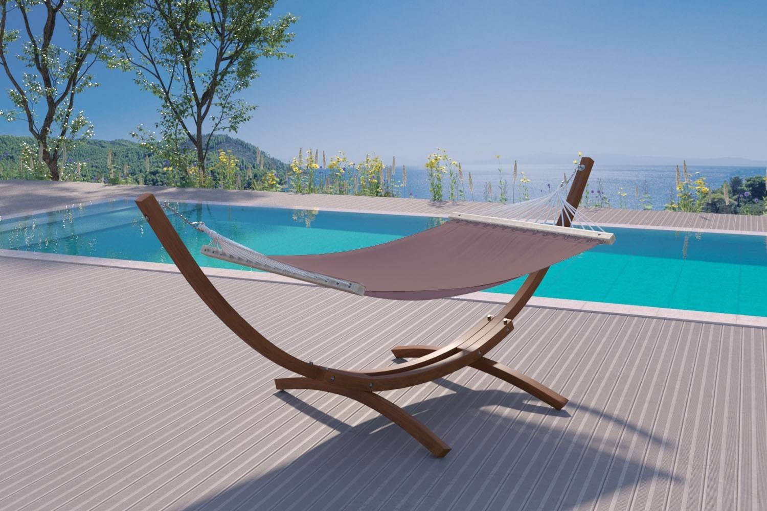 Concept Usine - Hamac avec support 3,15 m en bois chocolat LAGOA - Image 2