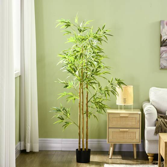 Plante artificielle Bambou arbre artificiel hauteur 180 cm avec pot, décoration interieur, très réaliste - Image 9