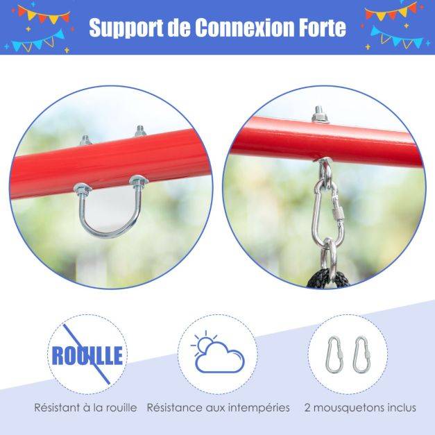 Helloshop26 - Portique métallique de balançoire en forme de a avec piquets d'ancrage et 2 méthodes de fixation - Imagen 4