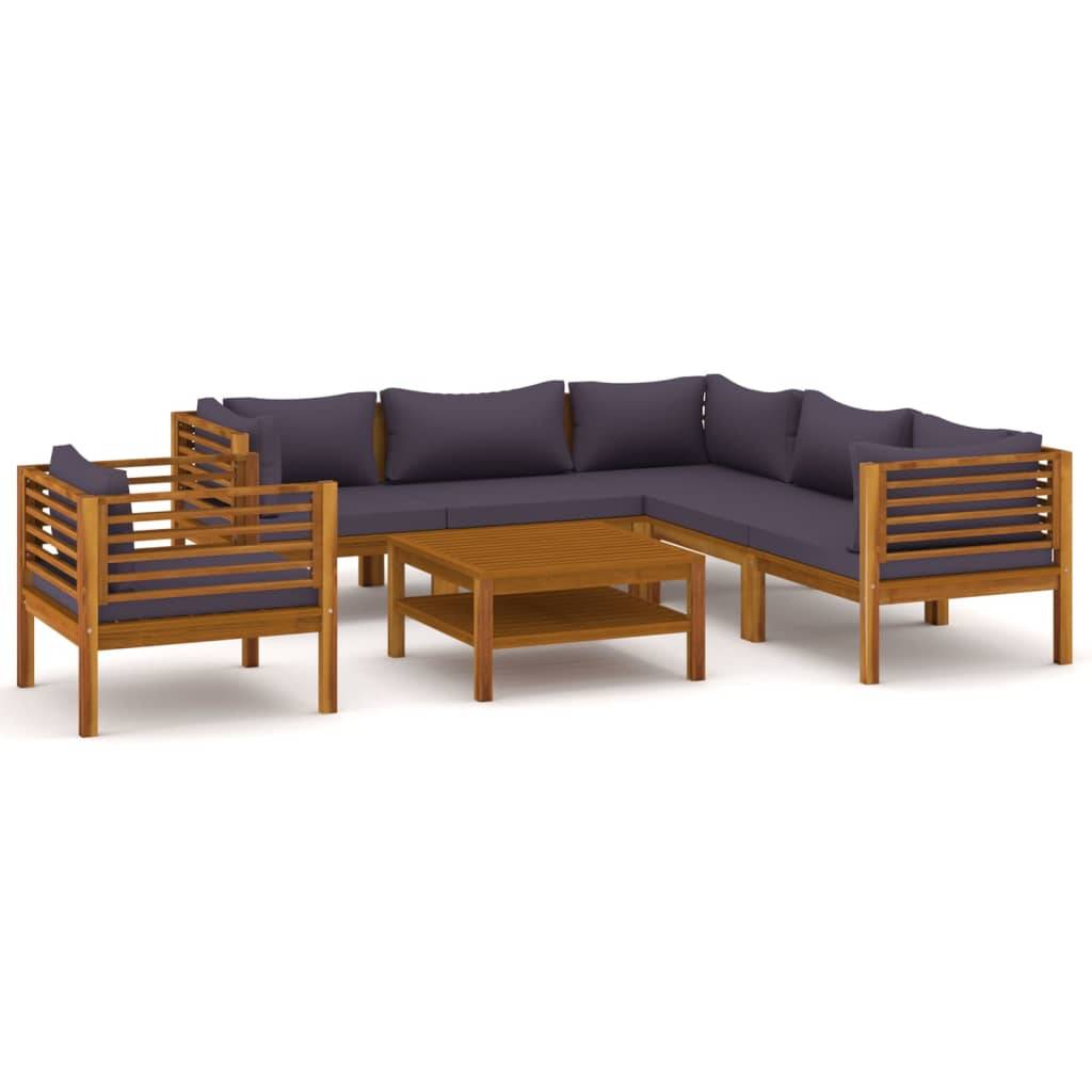 Helloshop26 - Salon de jardin meuble d'extérieur ensemble de mobilier 7 pièces avec coussin bois d'acacia solide - Imagen 1