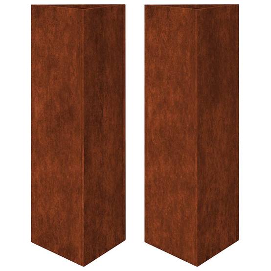 Jardinières 2 pcs acier brun 30 x 26 x 75 cm - PANGIVO - Image 2