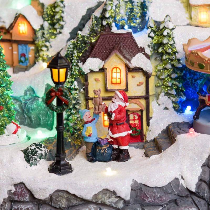 Lotti - Village de Noel animé à LED avec montagne Enneigé Petit Train Sapin de Noël et Père Noël H31cm Lotti - Imagen 5