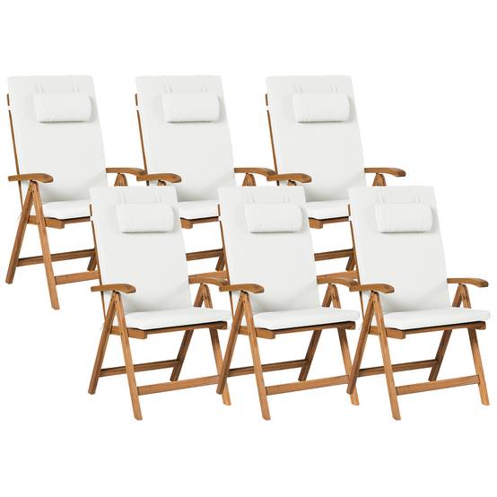 Chaise de jardin Acacia Blanc cassé JAVA PREMIUM - Beliani - Image 1