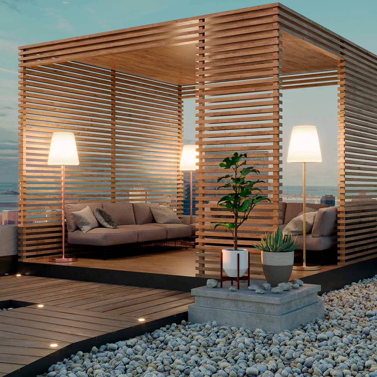 Lampadaire 180 cm de haut sans fil pour l'intérieur et l'extérieur avec câble en jute. Lumière LED chaude ou . Fabriqué en Espagne. LOLA SLIM - Imagen 2
