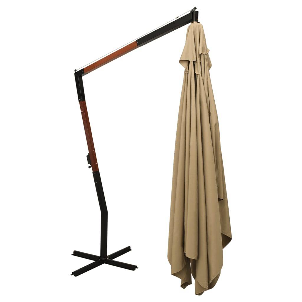 Helloshop26 - Parasol meuble de jardin en porte-à-fau x avec mât en bois 400 x 300 cm taupe - Imagen 4