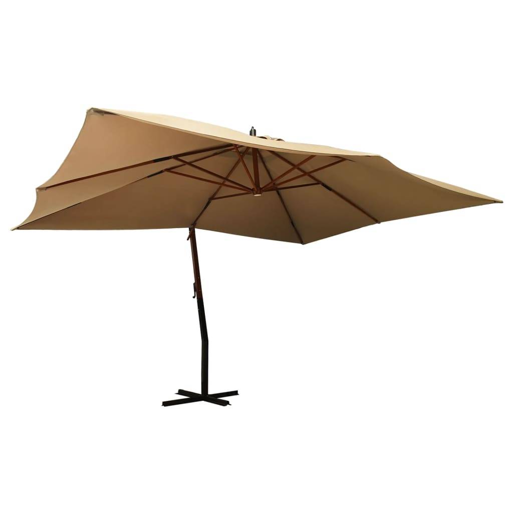 Helloshop26 - Parasol meuble de jardin en porte-à-fau x avec mât en bois 400 x 300 cm taupe - Imagen 1