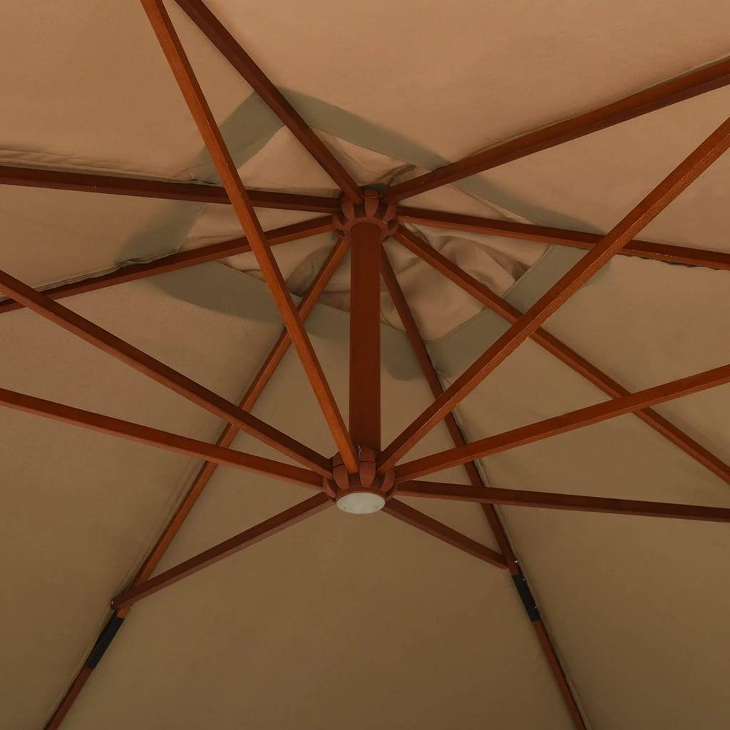 Helloshop26 - Parasol meuble de jardin en porte-à-fau x avec mât en bois 400 x 300 cm taupe - Imagen 5