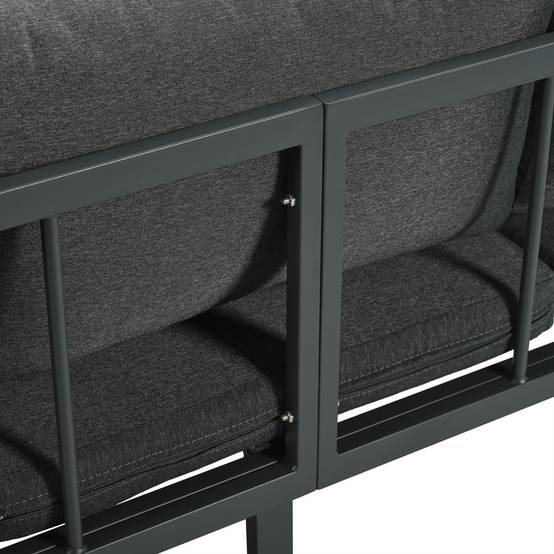 Salon de Jardin avec Canapé d'angle Table Basse et Pouf pour terrasse Polyester Gris - Image 7