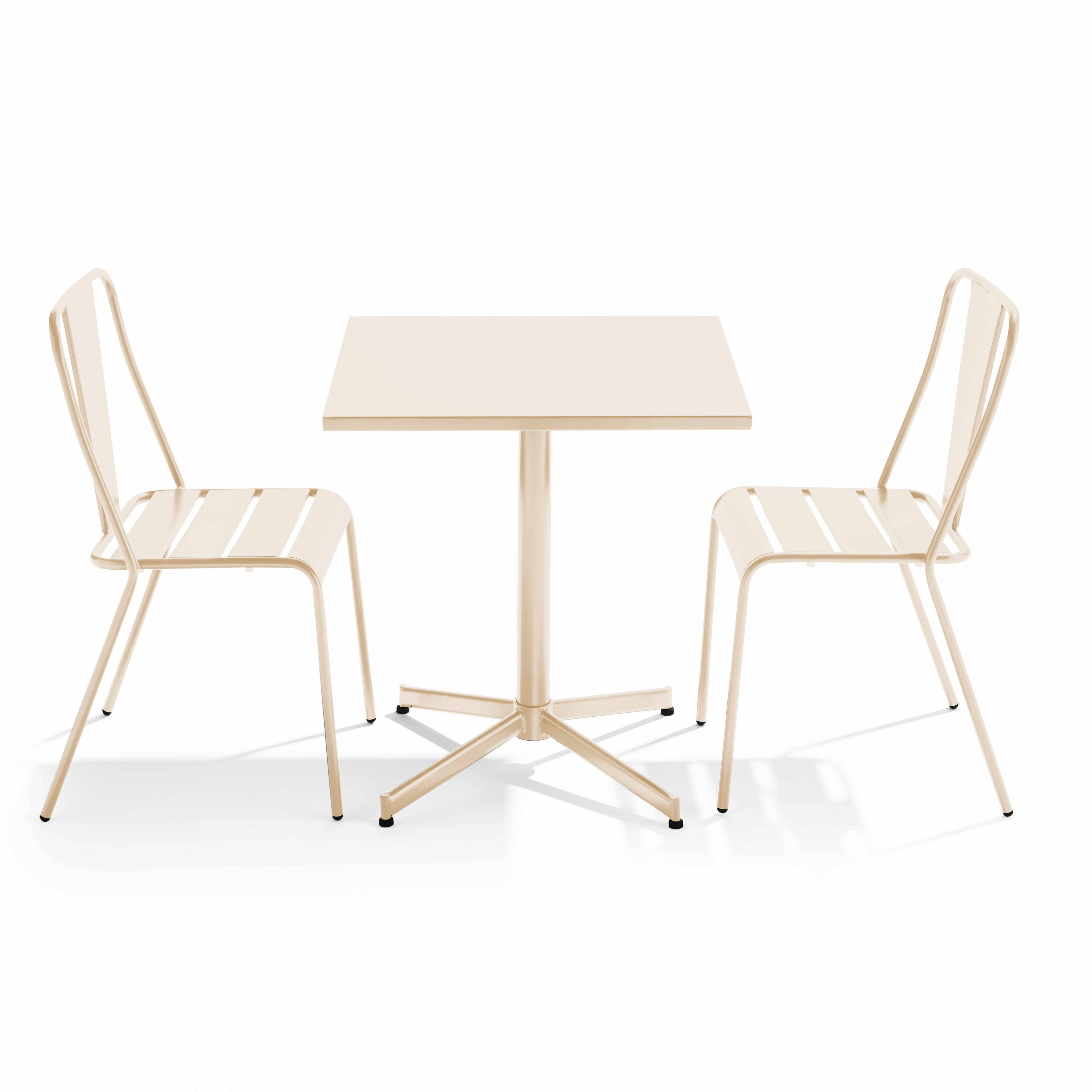 Oviala - Ensemble table inclinable de jardin et 2 chaises ivoire Palavas - Oviala - Image 1