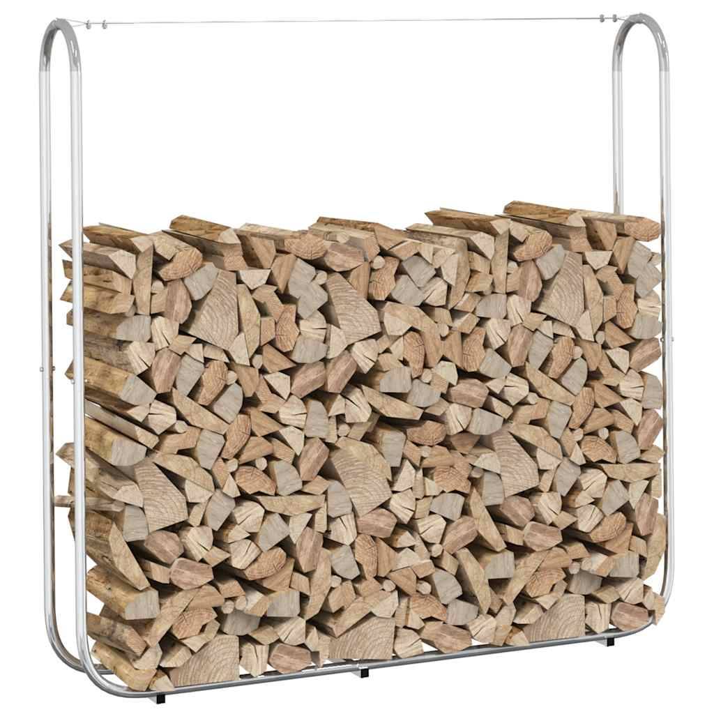 Abri-bûches extérieur acier galvanisé grande capacité pour jardin 150x25x150 cm Argenté - ComfortXL Outdoor Living - Image 1