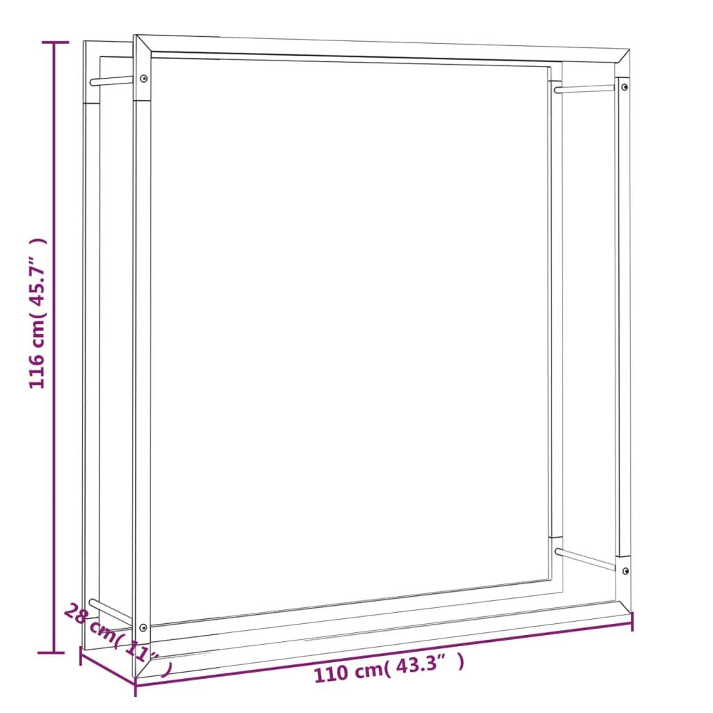 Range-bûches acier pour cheminée stockage bois intérieur extérieur Noir 110x28x116 cm – ComfortXL Outdoor Living - Image 6