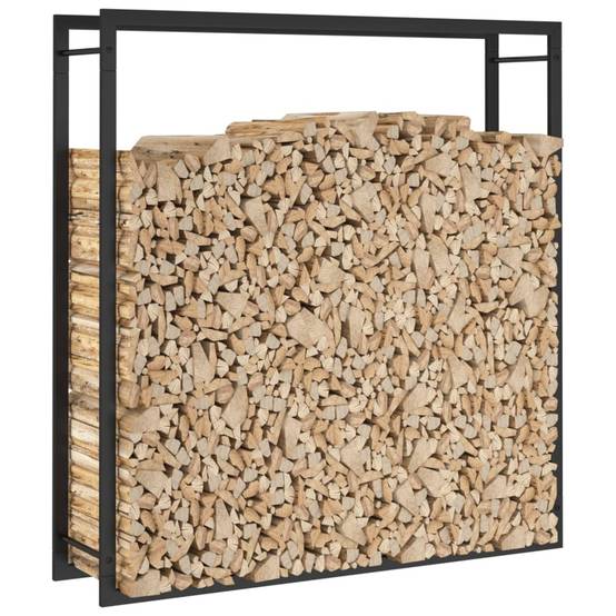 Range-bûches acier pour cheminée stockage bois intérieur extérieur Noir 110x28x116 cm – ComfortXL Outdoor Living - Image 5
