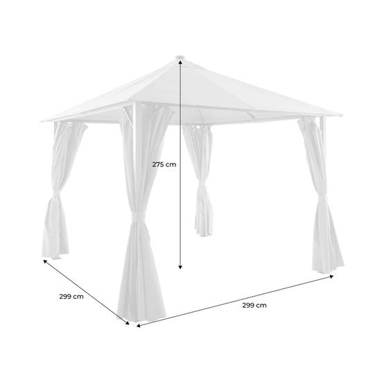 Tonnelle 3x3m aluminium effet bois avec rideaux et led beige - Veluna | sweeek - Image 3