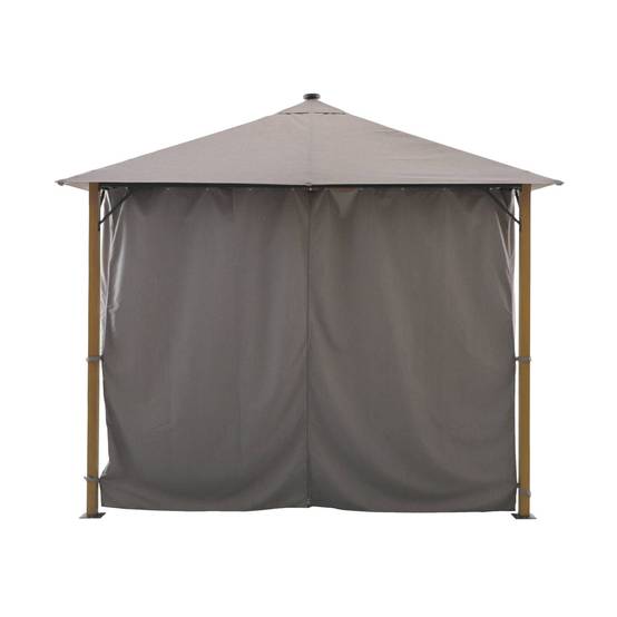 Tonnelle 3x3m aluminium effet bois avec rideaux et led beige - Veluna | sweeek - Image 5