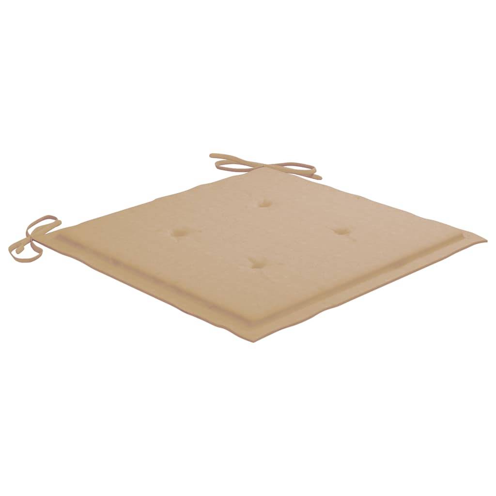 Chaises de jardin empilables Teck solide avec coussins beige 60 x 57.5 x 90 cm - PANGIVO - Image 8