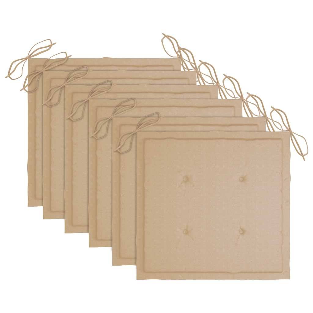 Chaises de jardin empilables Teck solide avec coussins beige 60 x 57.5 x 90 cm - PANGIVO - Image 7