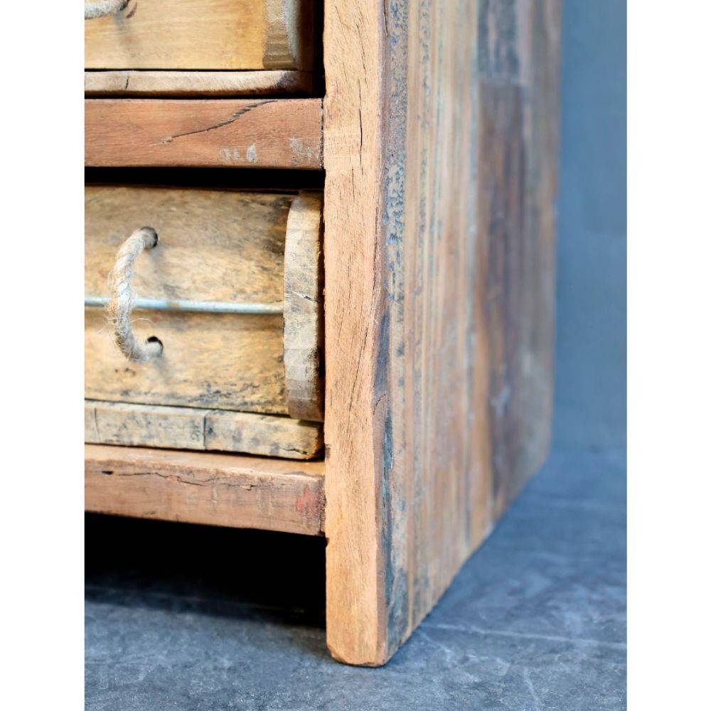 Chemin De Campagne - Commode 18 tiroirs en bois recyclé antique marron 39 x 34 x 122 cm Chemin de campagne - Imagen 4