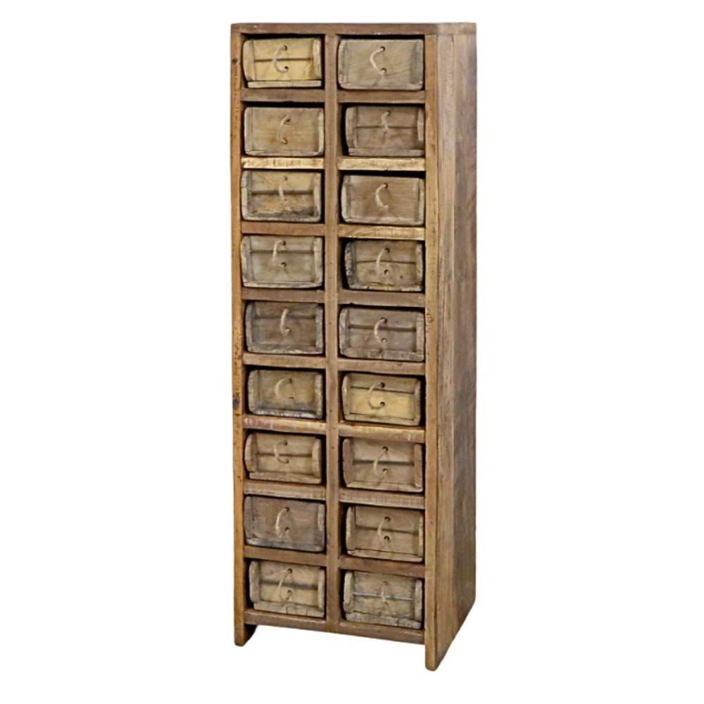 Chemin De Campagne - Commode 18 tiroirs en bois recyclé antique marron 39 x 34 x 122 cm Chemin de campagne - Imagen 1