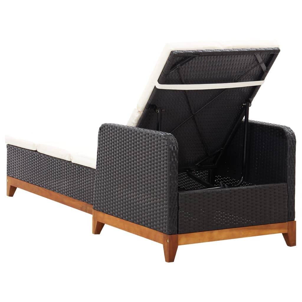 ComfortXL - Transat Jardin Résine Noire Bois Acacia et Coussin – ComfortXL Outdoor Living - Image 3