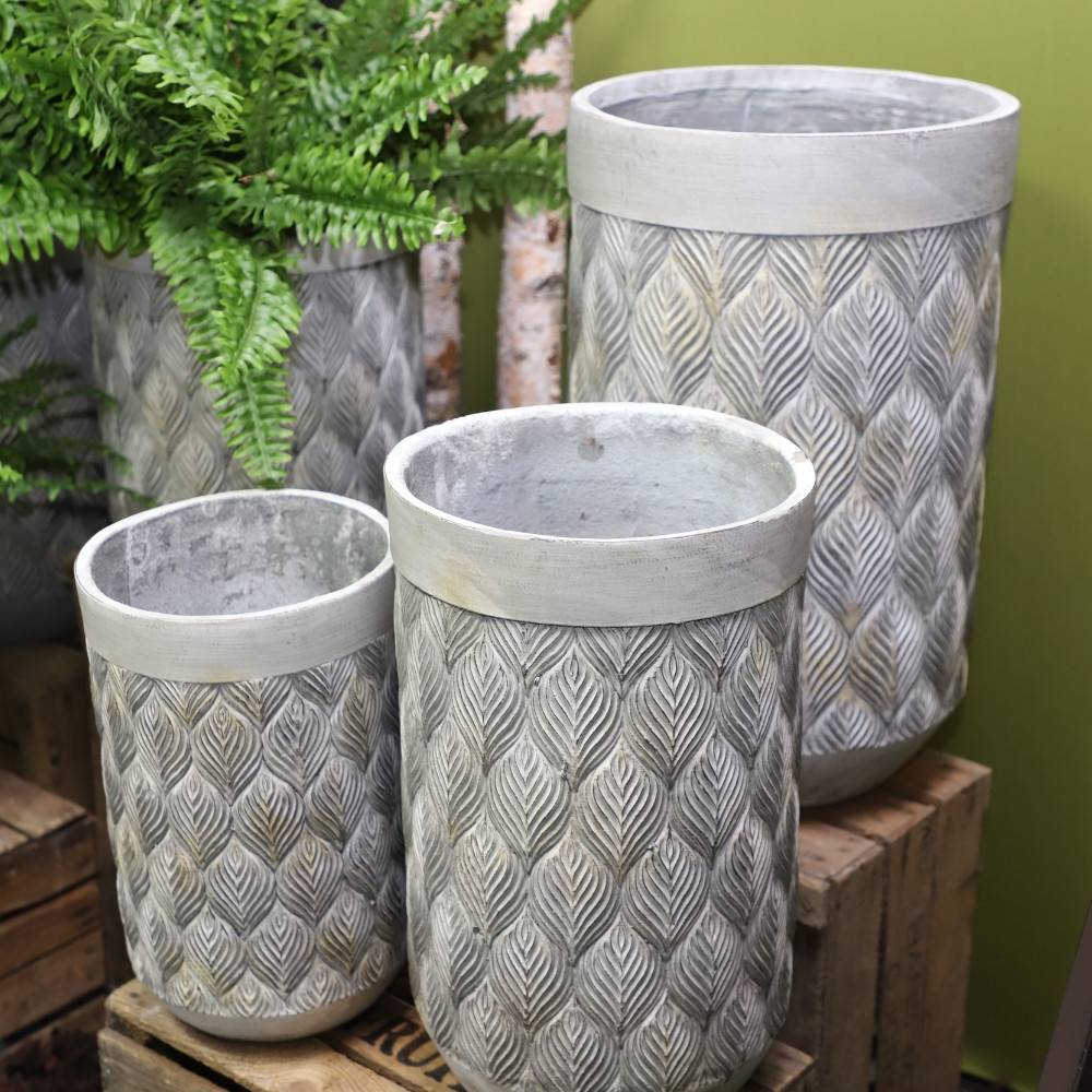 ~ 3 Cache-pots grandes tailles plante extérieur béton gris 40-49-60cm Chemin de campagne - Imagen 3