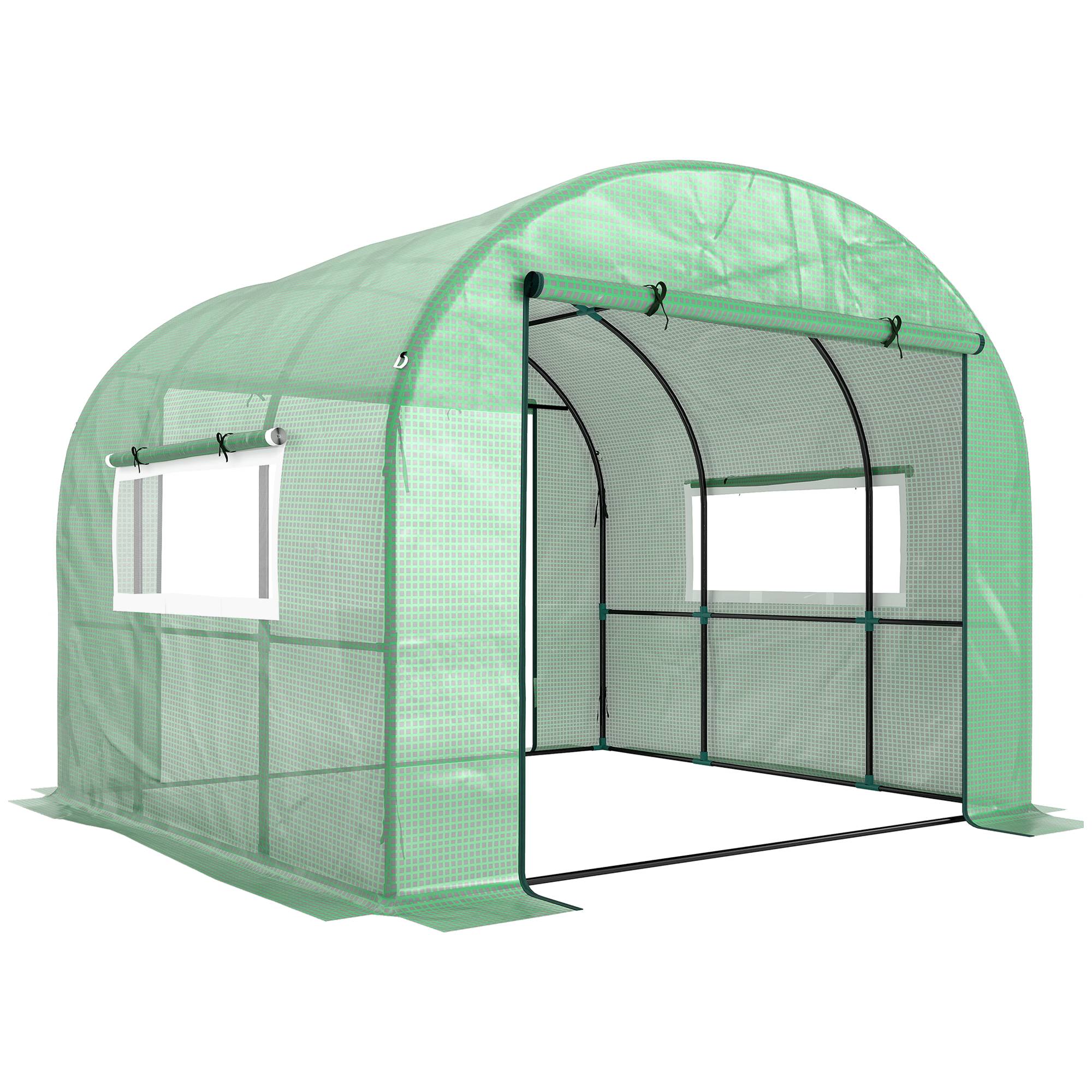 Outsunny - Serre tunnel de jardin 9m² - PE Haute densité 135 g/m² - 2 portes zippées 2 fenêtres en maille - vert - Outsunny - Image 1