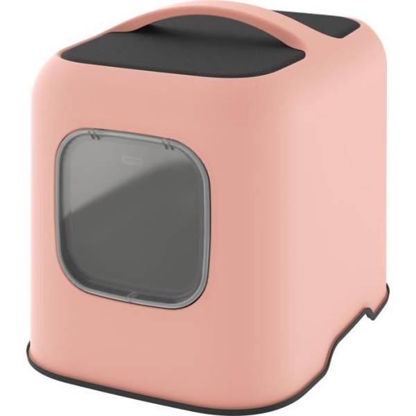 ROTHO Maison toilette pour chat - 51 x 39 x 40 cm - Bac a litiere - Rose - Image 1