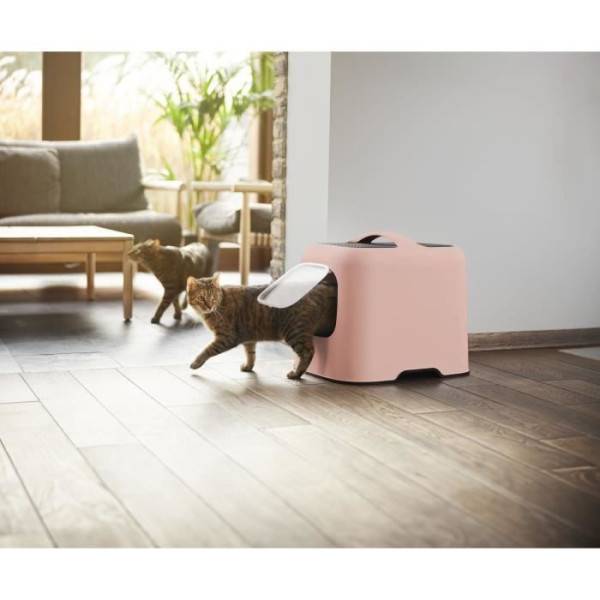 ROTHO Maison toilette pour chat - 51 x 39 x 40 cm - Bac a litiere - Rose - Image 2