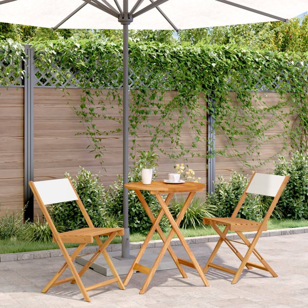 Ensemble 3 pcs de bistro - Salon De Jardin - Mobilier extérieur blanc crème tissu et bois massif MI597 - Image 2