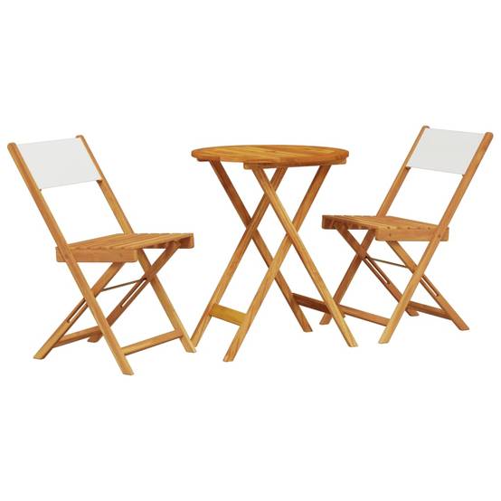 Ensemble 3 pcs de bistro - Salon De Jardin - Mobilier extérieur blanc crème tissu et bois massif MI597 - Image 1