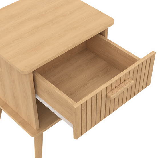 Lot de 2 tables de chevet JULIETTE 1 tiroir avec niche effet lattes tasseau bois - Image 6