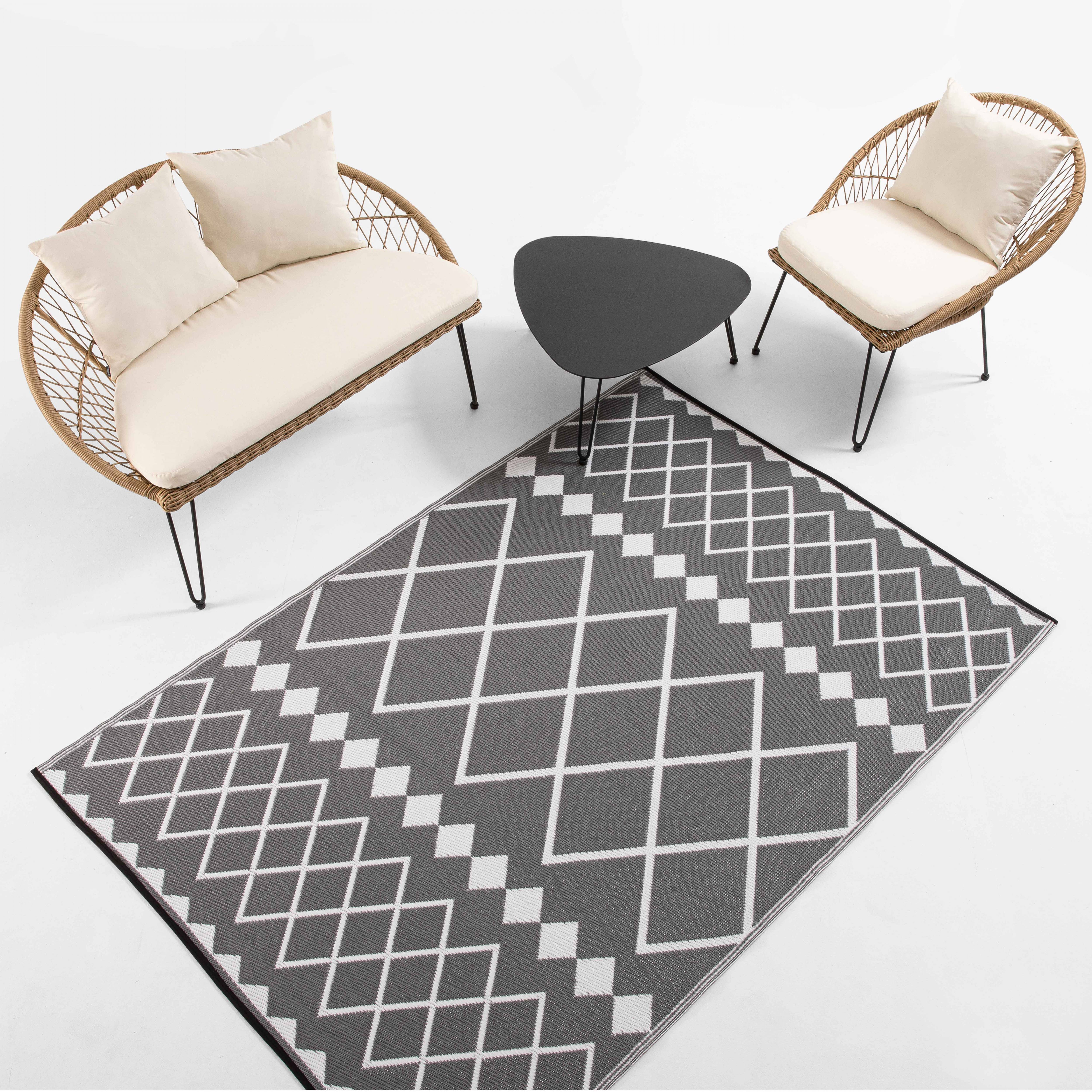 Oviala - Tapis d'extérieur en polypropylène recyclé gris 180 x 120 cm Solys - Oviala - Imagen 5
