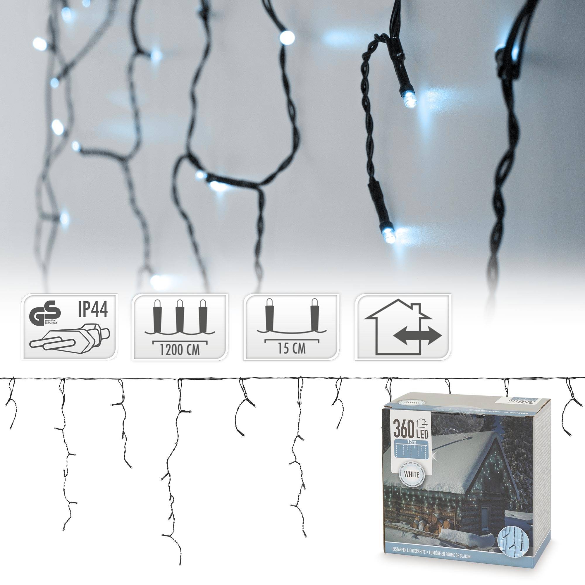 Ecd-Germany - Chaîne guirlande lumineuse à LED blanc froid 12m 360 ampoules IP44 déco Nöel - Imagen 2