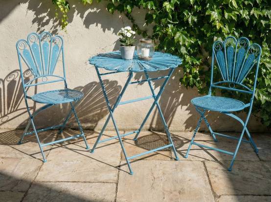 Beliani - Set de bistrot, 2 Personnes Métal Bleu PAVIA - 70x70x76- Beliani - Image 1