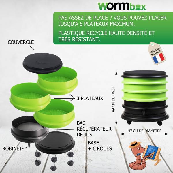 Lombricomposteur WormBox 3 Plateaux Noir, 48L - Image 4