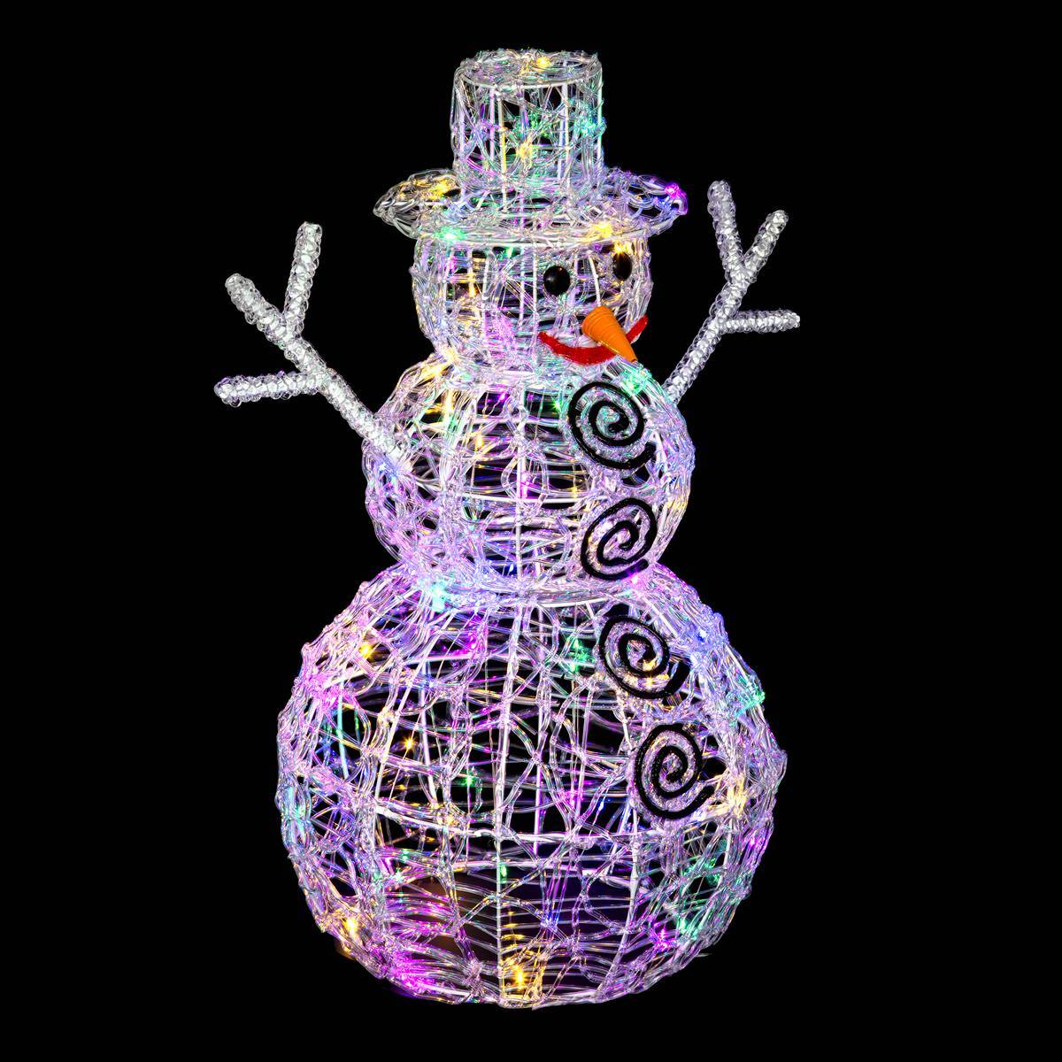 Fééric Lights & Christmas - Forme acrylique bonhomme de neige 3D lumineuse 80 LED H.60cm extérieur multicolore - Feeric Lights & Christmas - Imagen 3