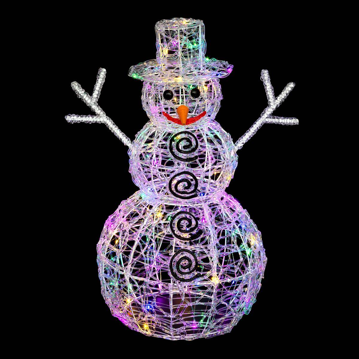 Fééric Lights & Christmas - Forme acrylique bonhomme de neige 3D lumineuse 80 LED H.60cm extérieur multicolore - Feeric Lights & Christmas - Imagen 1