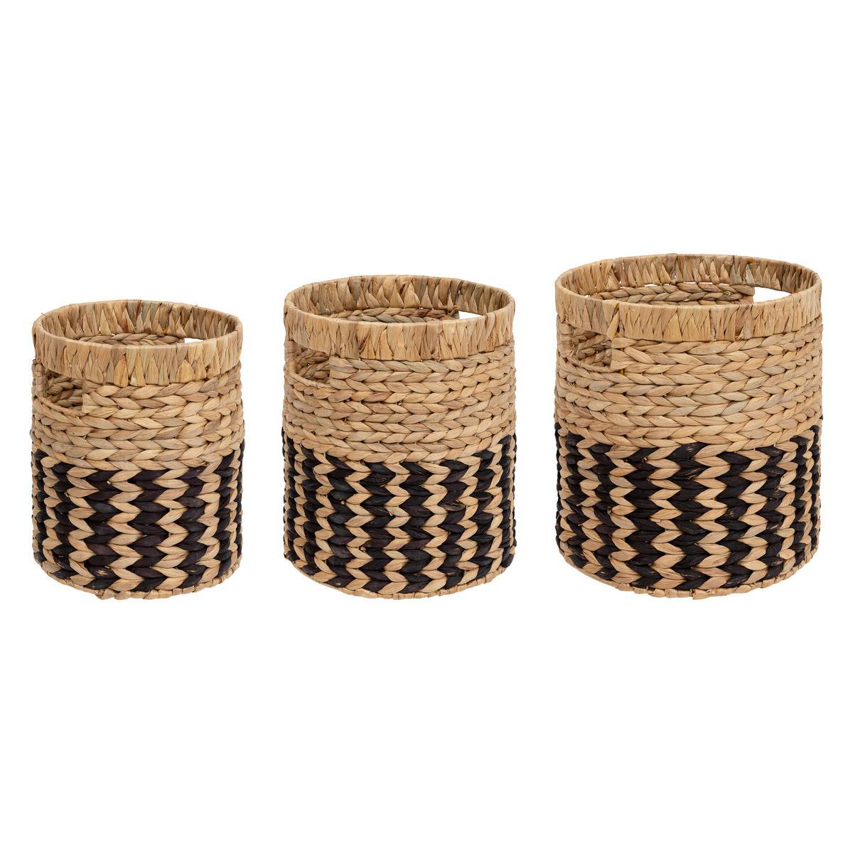 Lot de 3 Paniers de rangement Beige et Noir D 35 D 30 et D 26 cm - Imagen 1