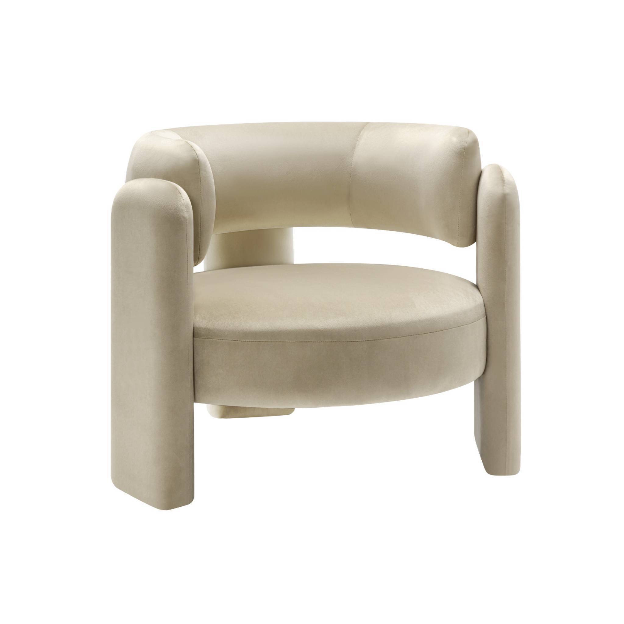 sweeek - Fauteuil tripode en velours beige | sweeek - Image 2