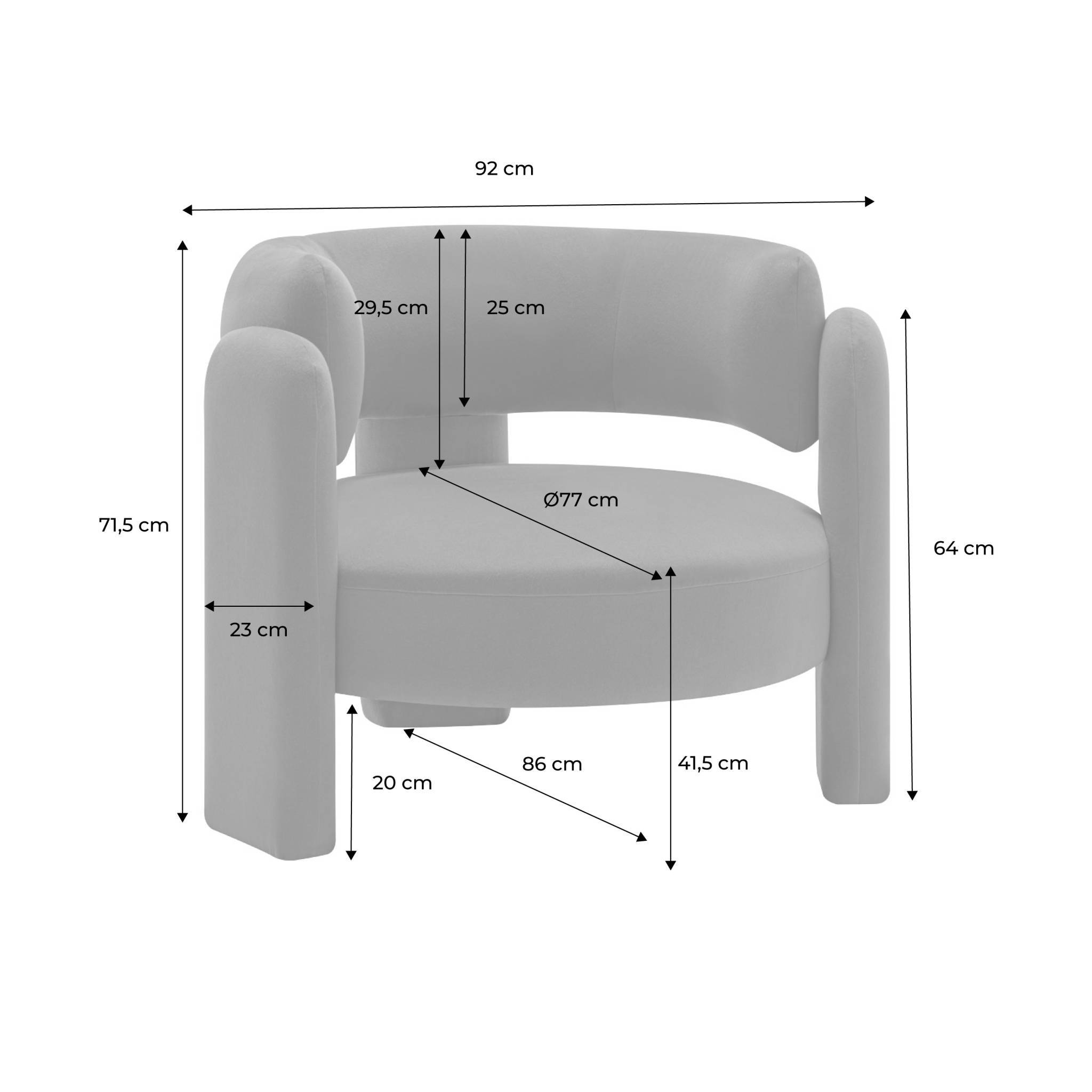 sweeek - Fauteuil tripode en velours beige | sweeek - Image 4