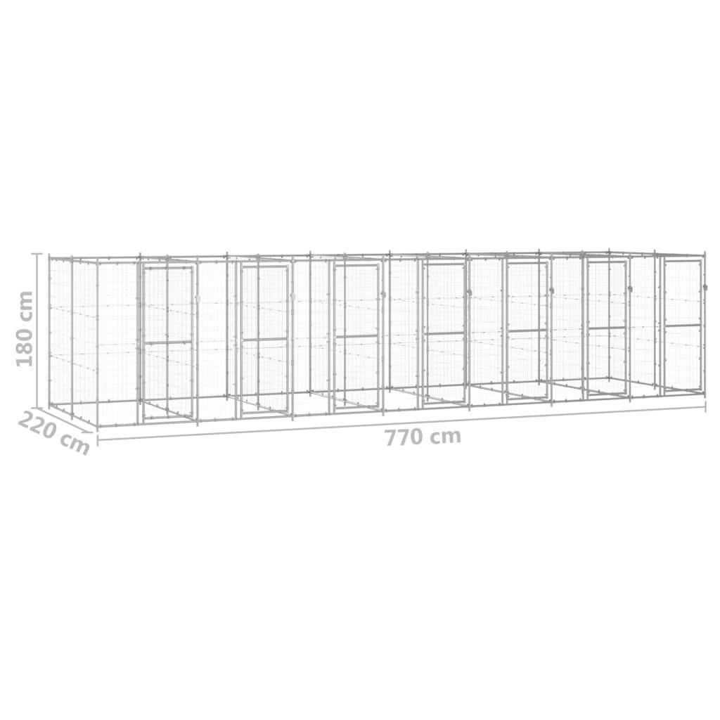 Helloshop26 - Chenil extérieur cage enclos parc animaux chien extérieur acier galvanisé 16,94 m² - Imagen 2
