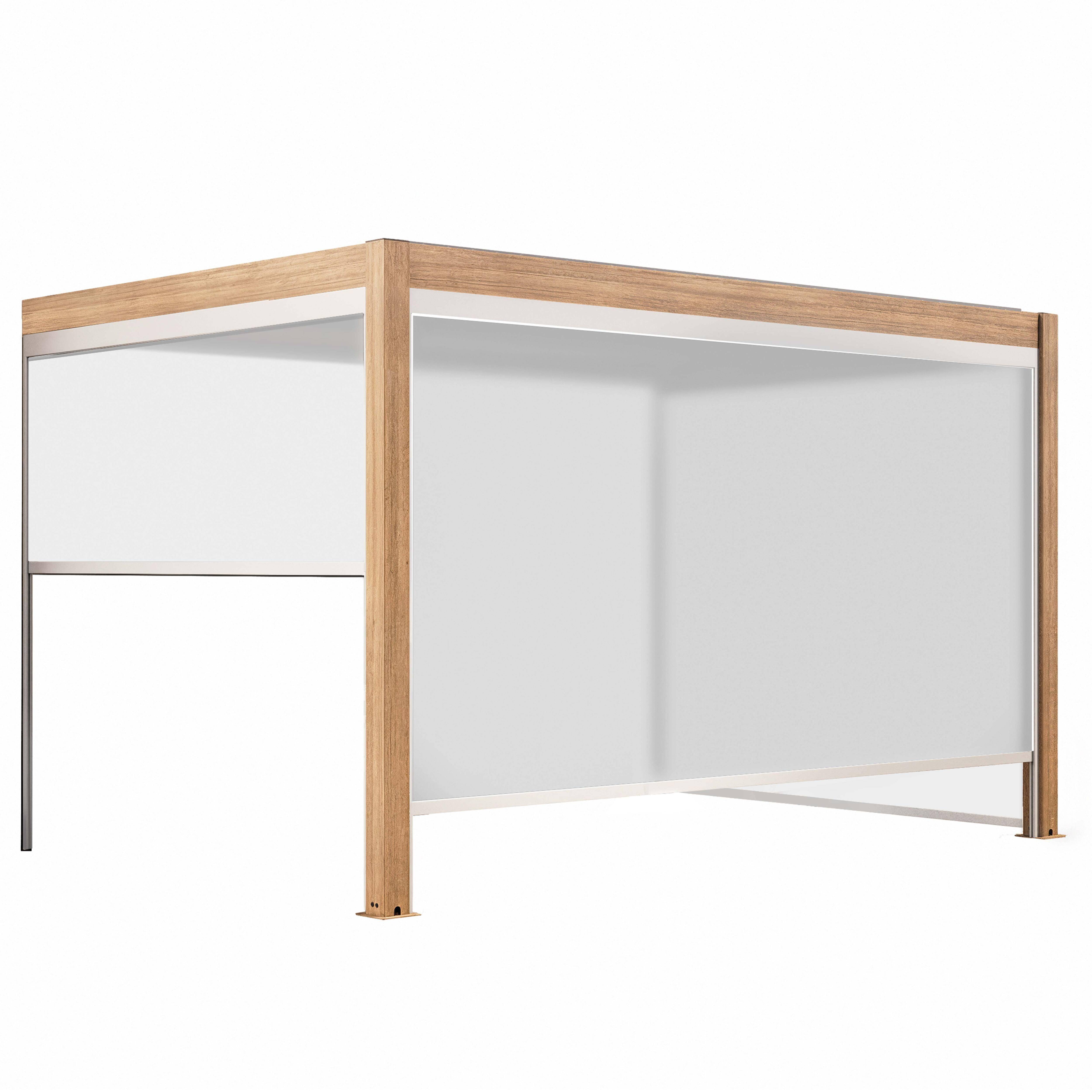 Oviala - Pergola bioclimatique adossée 3x4m et 3 stores bois blanc Thebes - Oviala - Image 2