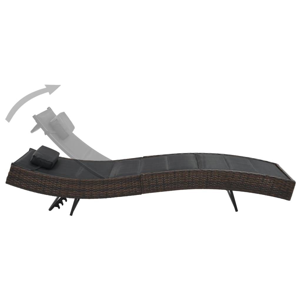 Helloshop26 - Transat chaise longue bain de soleil lit de jardin terrasse meuble d'extérieur résine tressée et textilène marron - Imagen 2