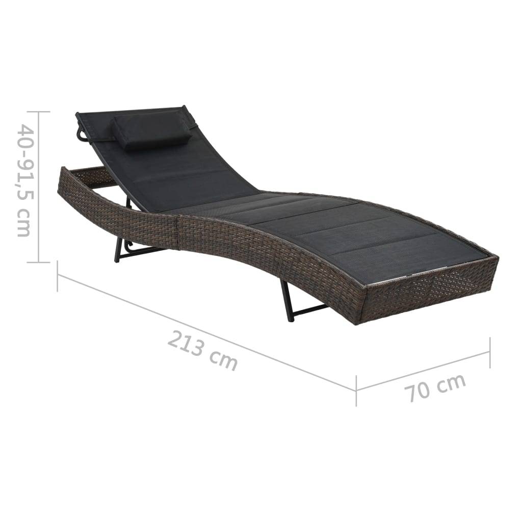 Helloshop26 - Transat chaise longue bain de soleil lit de jardin terrasse meuble d'extérieur résine tressée et textilène marron - Imagen 6