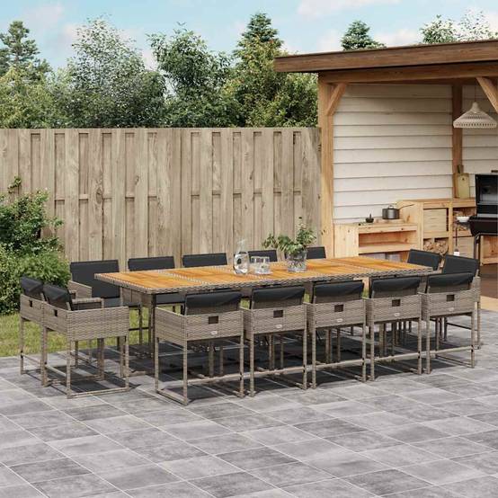 ComfortXL - Salon de Jardin Encastrable 14 Places, Mobilier en Résine Tressée Grise et Bois d'Acacia, Rangement Malin – ComfortXL Outdoor Living - Image 1